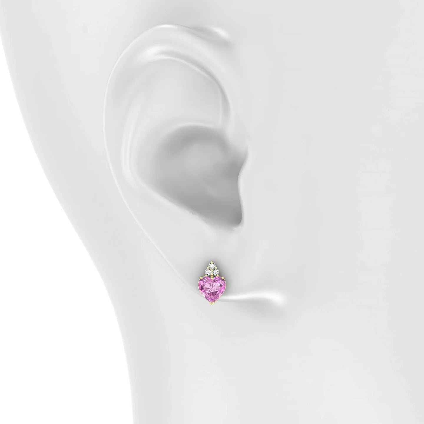 Mirage | 18k Yellow Gold 5.5 mm Heart Pink Sapphire Earrings