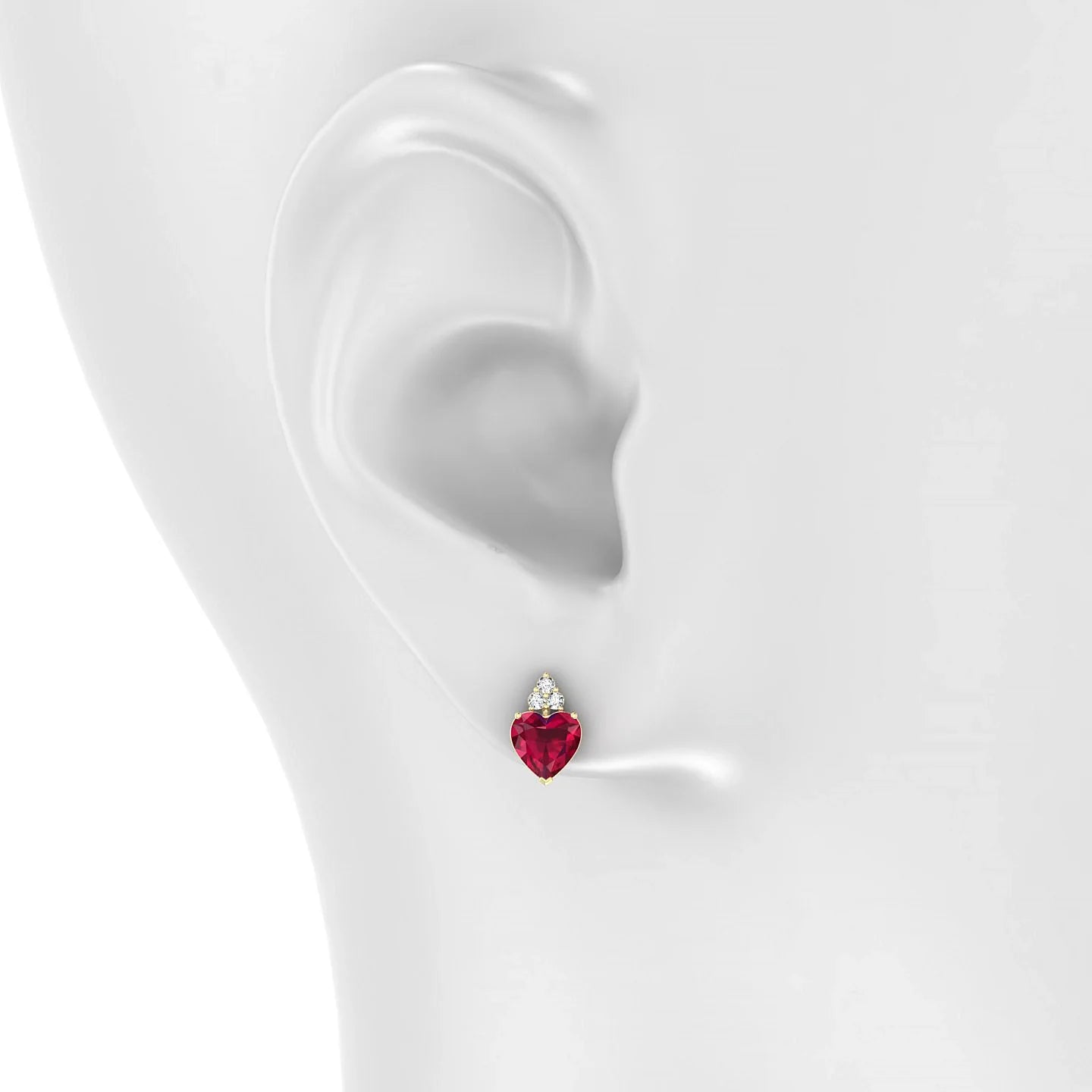 Mirage | 18k Yellow Gold 5.5 mm Heart Ruby Earrings