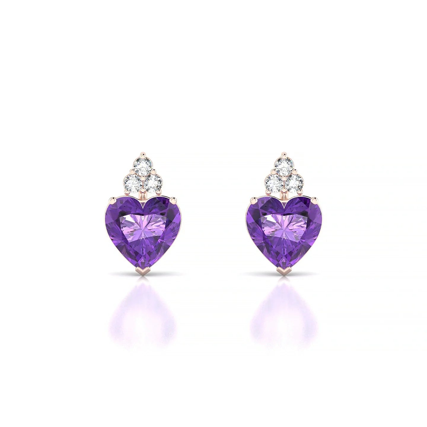 Mirage | 18k Rose Gold 6 mm Heart Amethyst Earrings