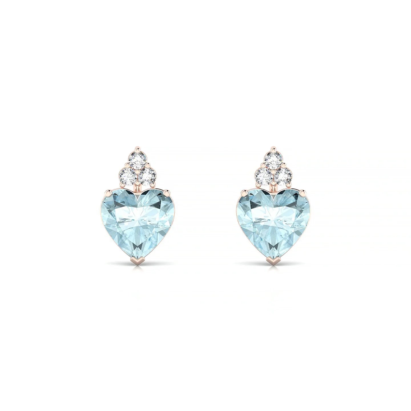 Mirage | 18k Rose Gold 6 mm Heart Aquamarine Earrings
