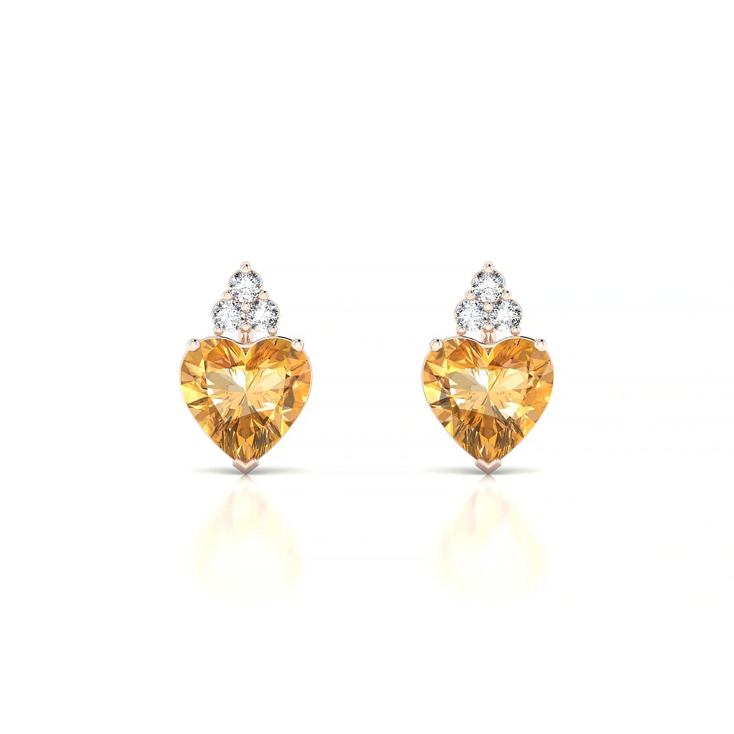 Mirage | 18k Rose Gold 6 mm Heart Citrine Earrings