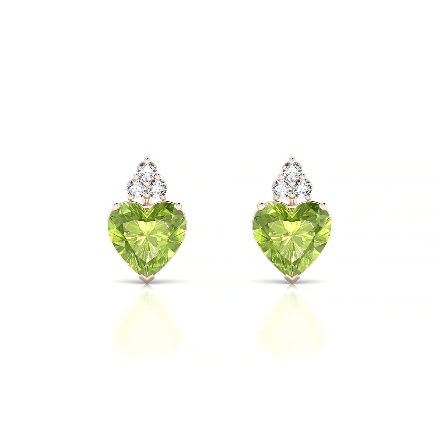 Mirage | 18k Rose Gold 6 mm Heart Peridot Earrings