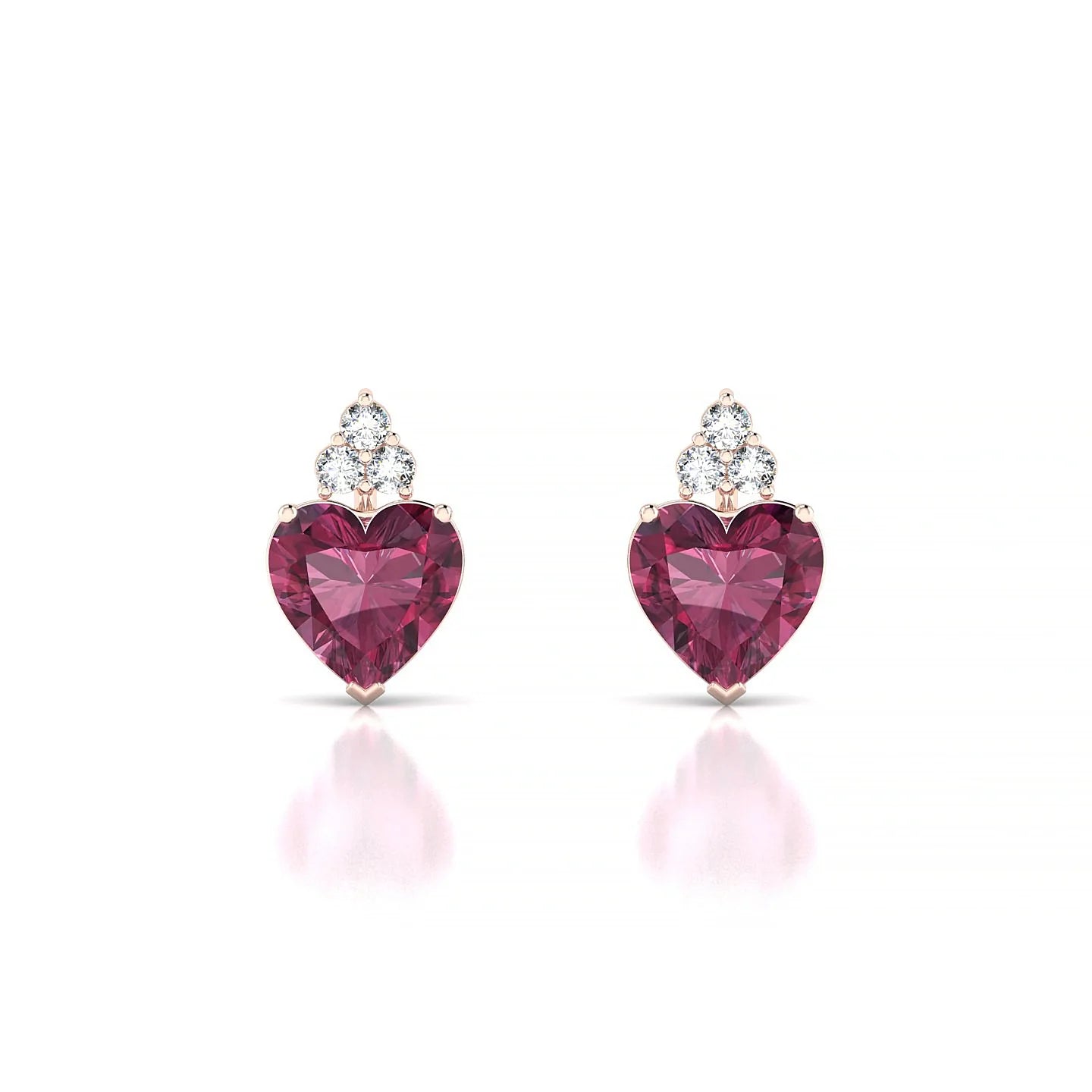 Mirage | 18k Rose Gold 6 mm Heart Rhodolite Earrings