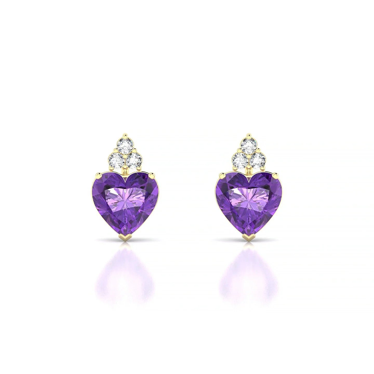 Mirage | 18k Yellow Gold 6 mm Heart Amethyst Earrings