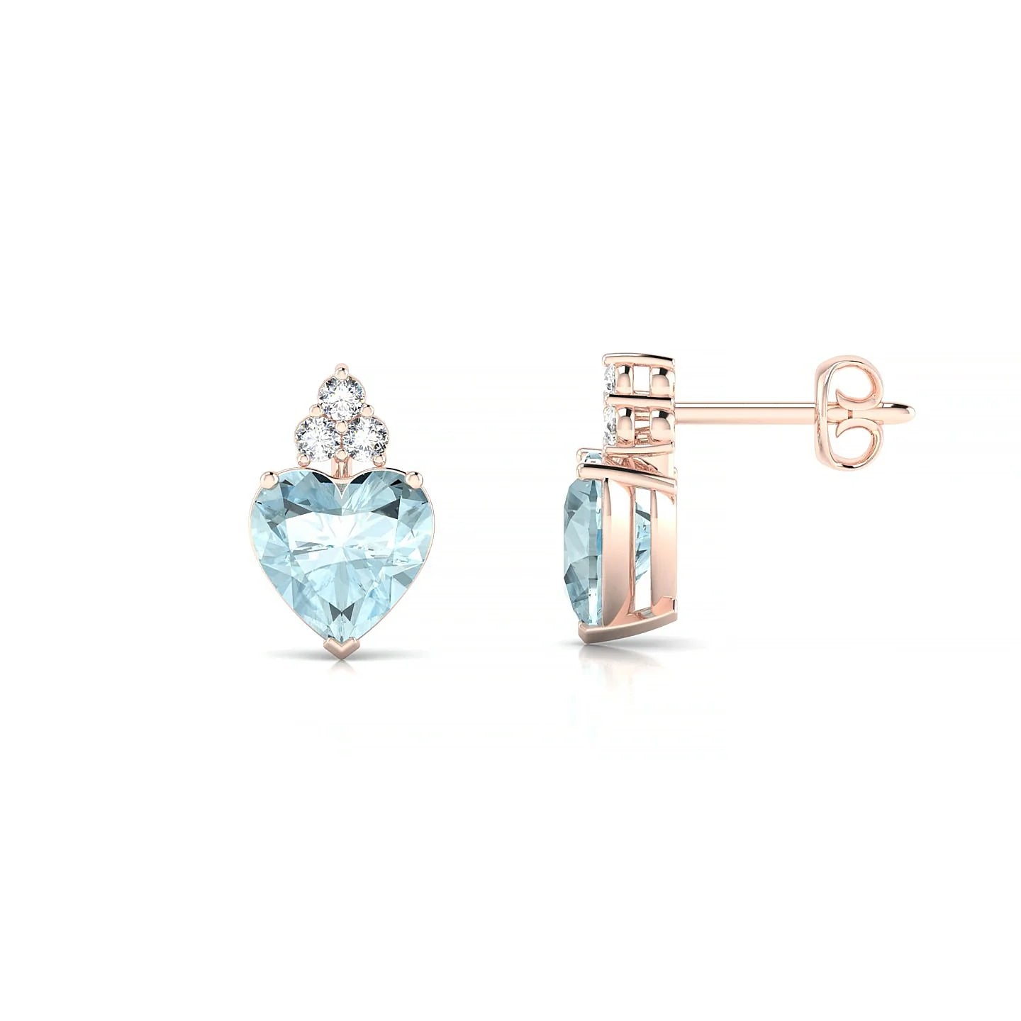 Mirage | 18k Rose Gold 6 mm Heart Aquamarine Earrings