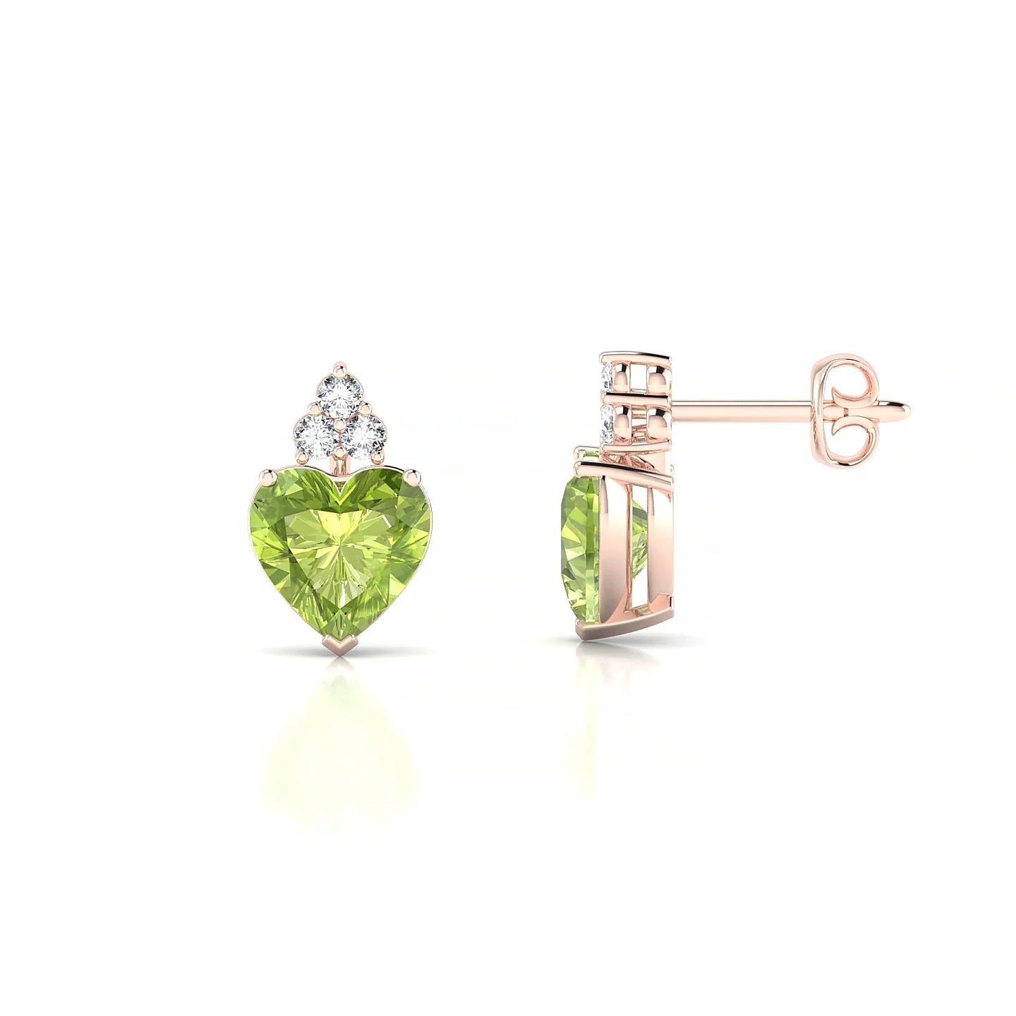 Mirage | 18k Rose Gold 6 mm Heart Peridot Earrings