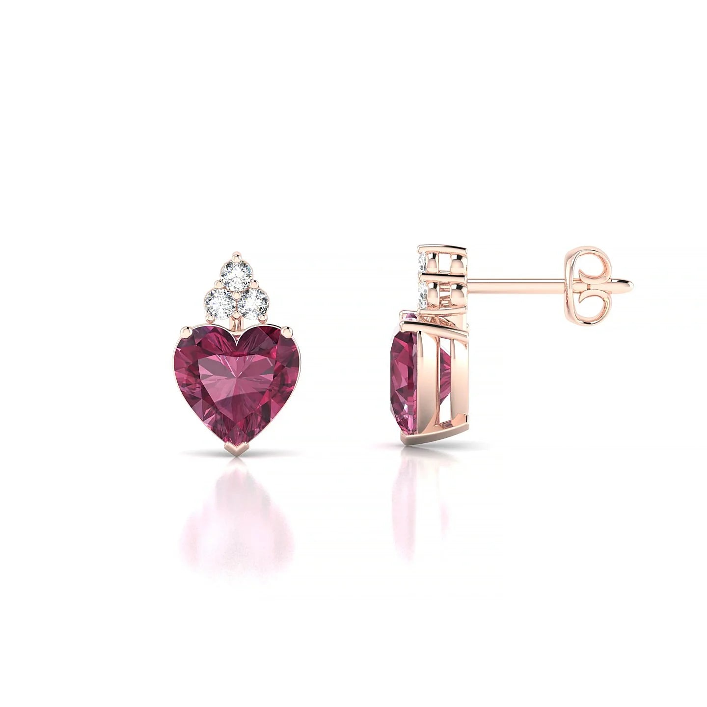 Mirage | 18k Rose Gold 6 mm Heart Rhodolite Earrings