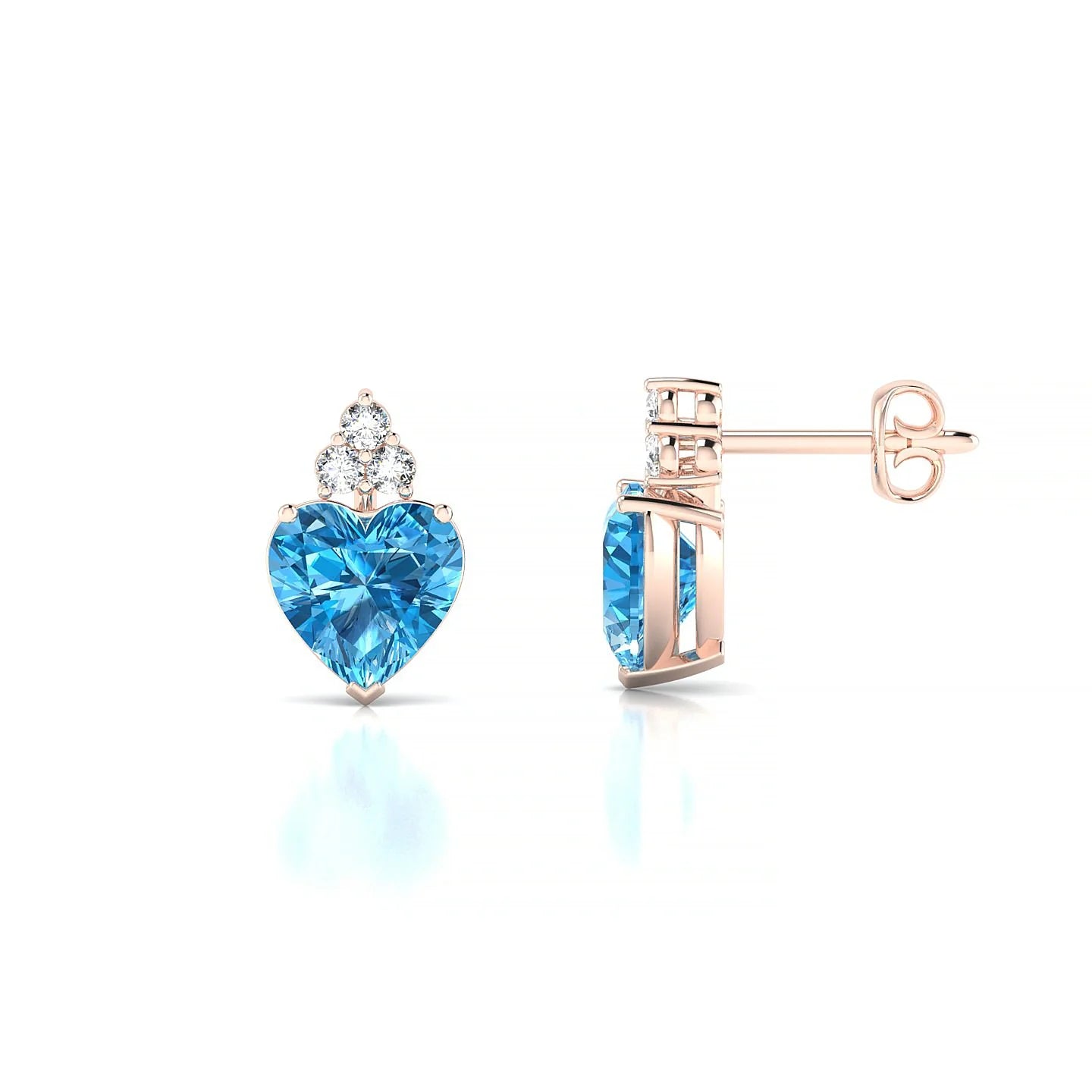 Mirage | 18k Rose Gold 6 mm Heart Topaz Earrings