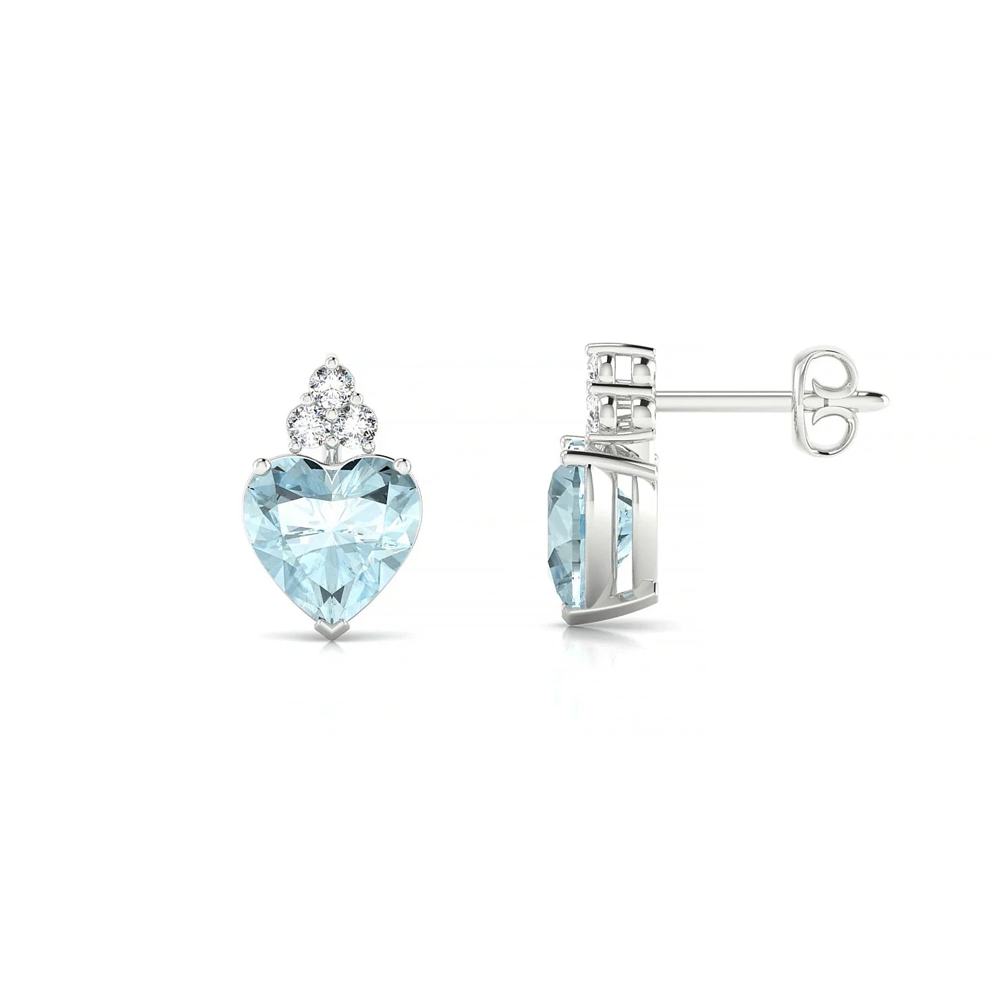 Mirage | 18k White Gold 6 mm Heart Aquamarine Earrings