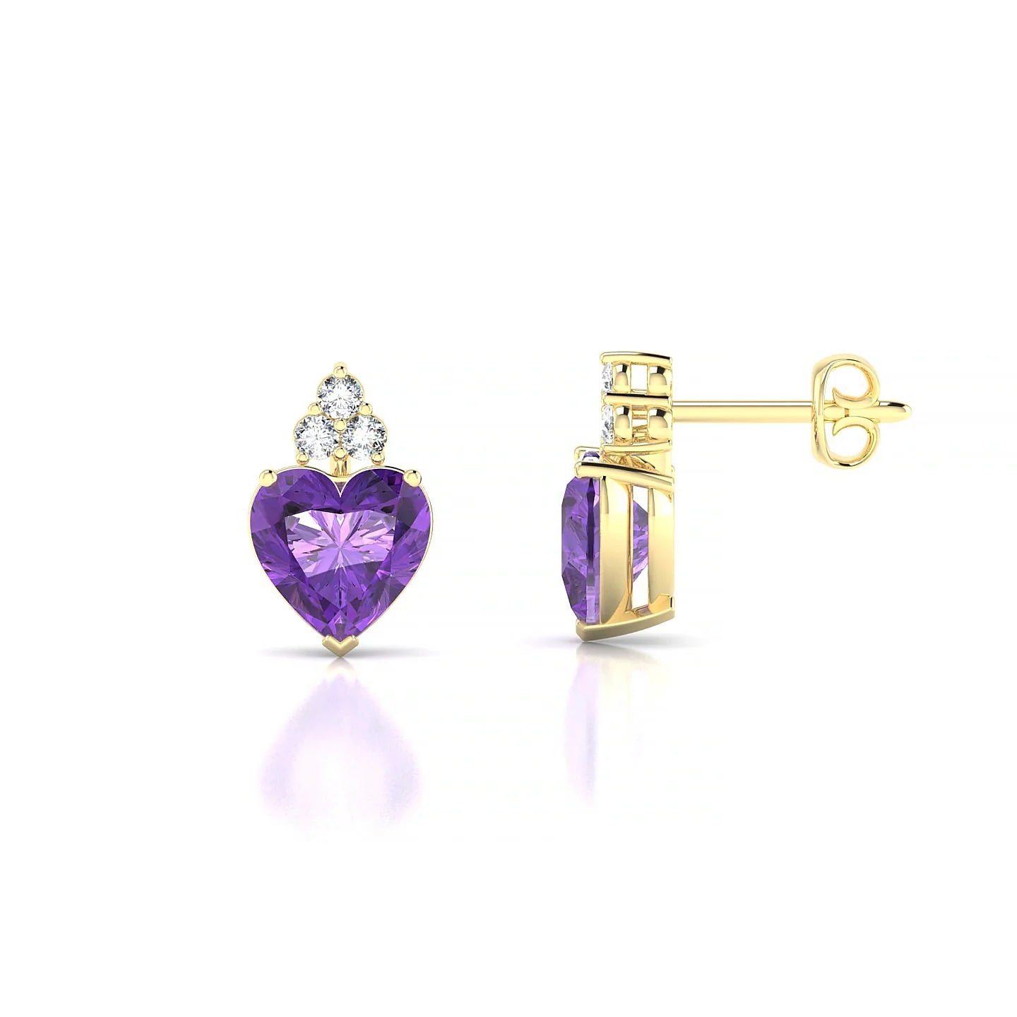 Mirage | 18k Yellow Gold 6 mm Heart Amethyst Earrings