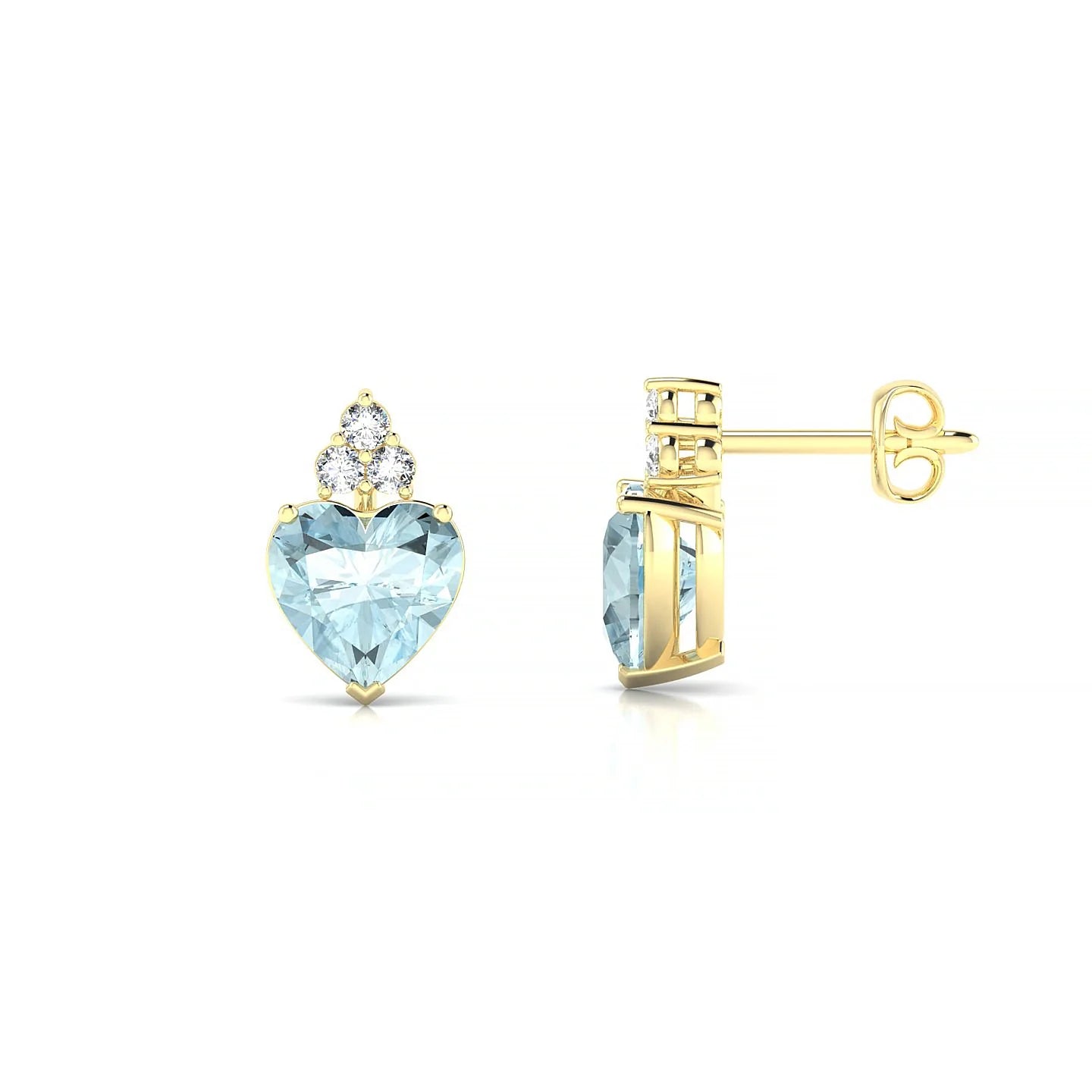 Mirage | 18k Yellow Gold 6 mm Heart Aquamarine Earrings