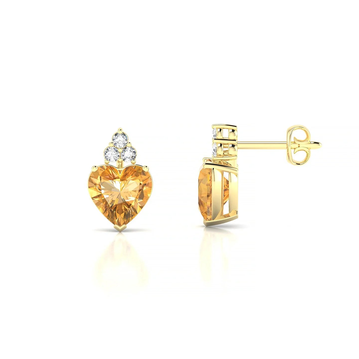 Mirage | 18k Yellow Gold 6 mm Heart Citrine Earrings