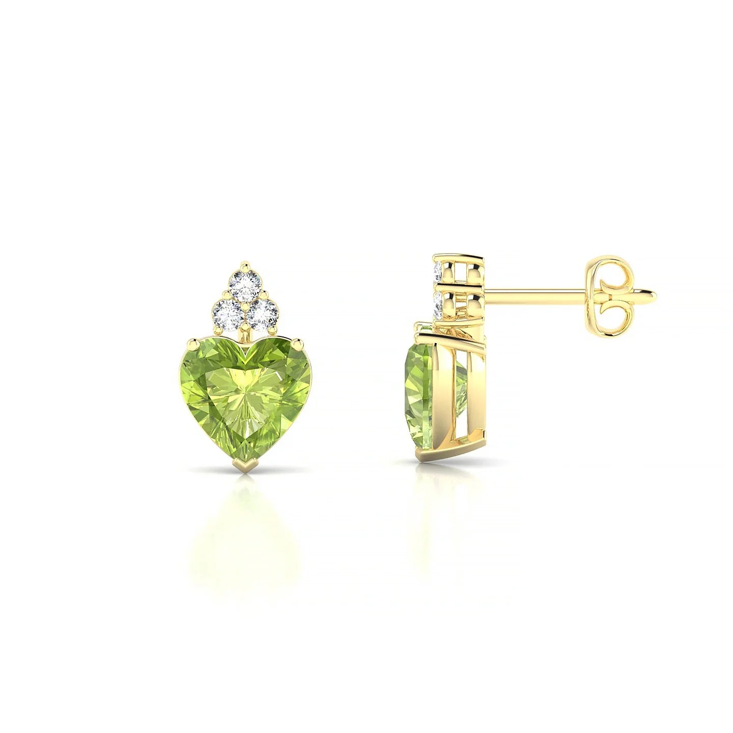 Mirage | 18k Yellow Gold 6 mm Heart Peridot Earrings