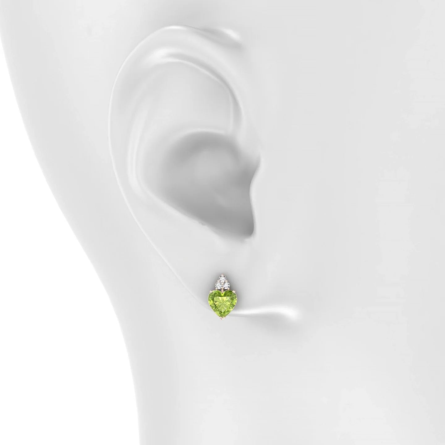 Mirage | 18k Rose Gold 6 mm Heart Peridot Earrings