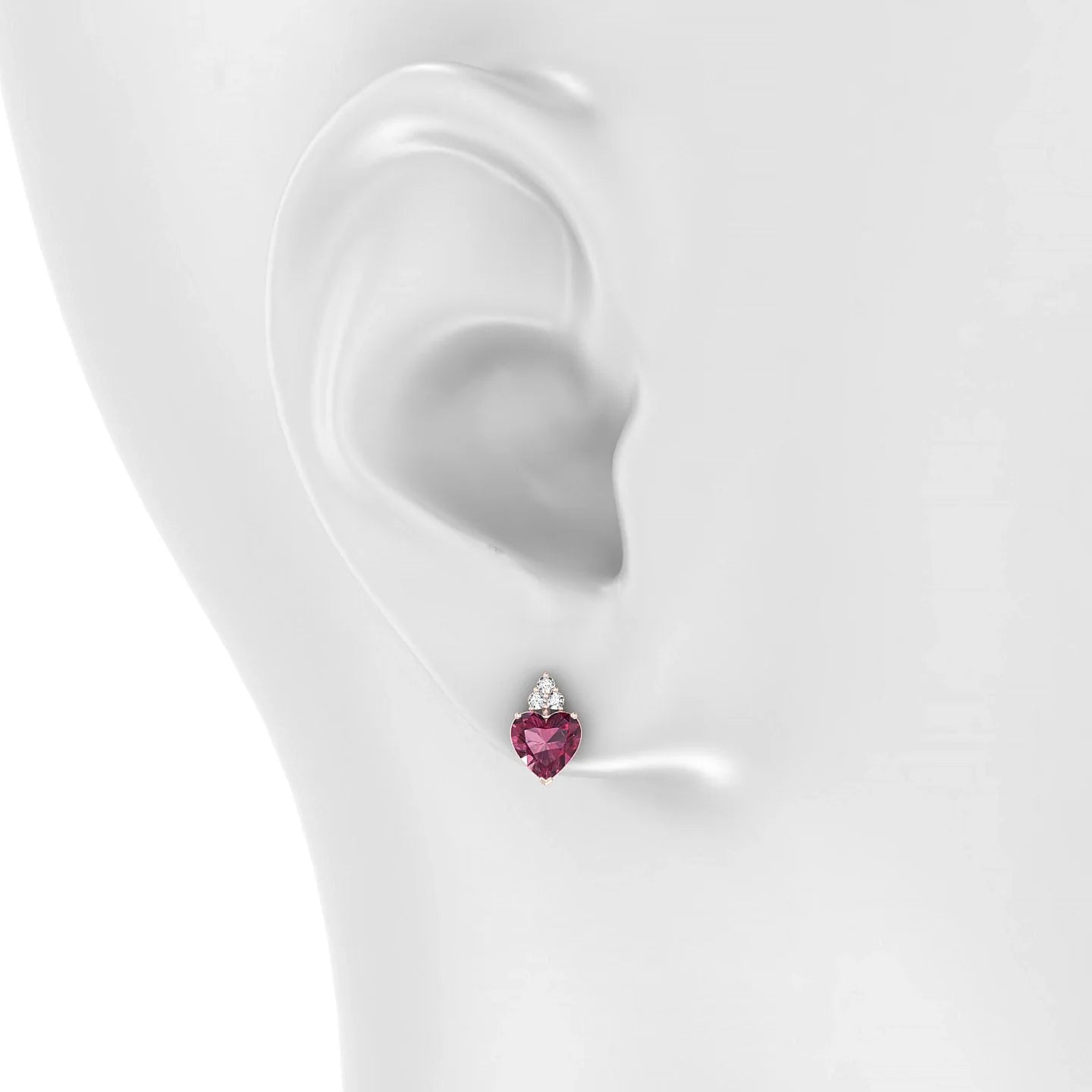 Mirage | 18k Rose Gold 6 mm Heart Rhodolite Earrings