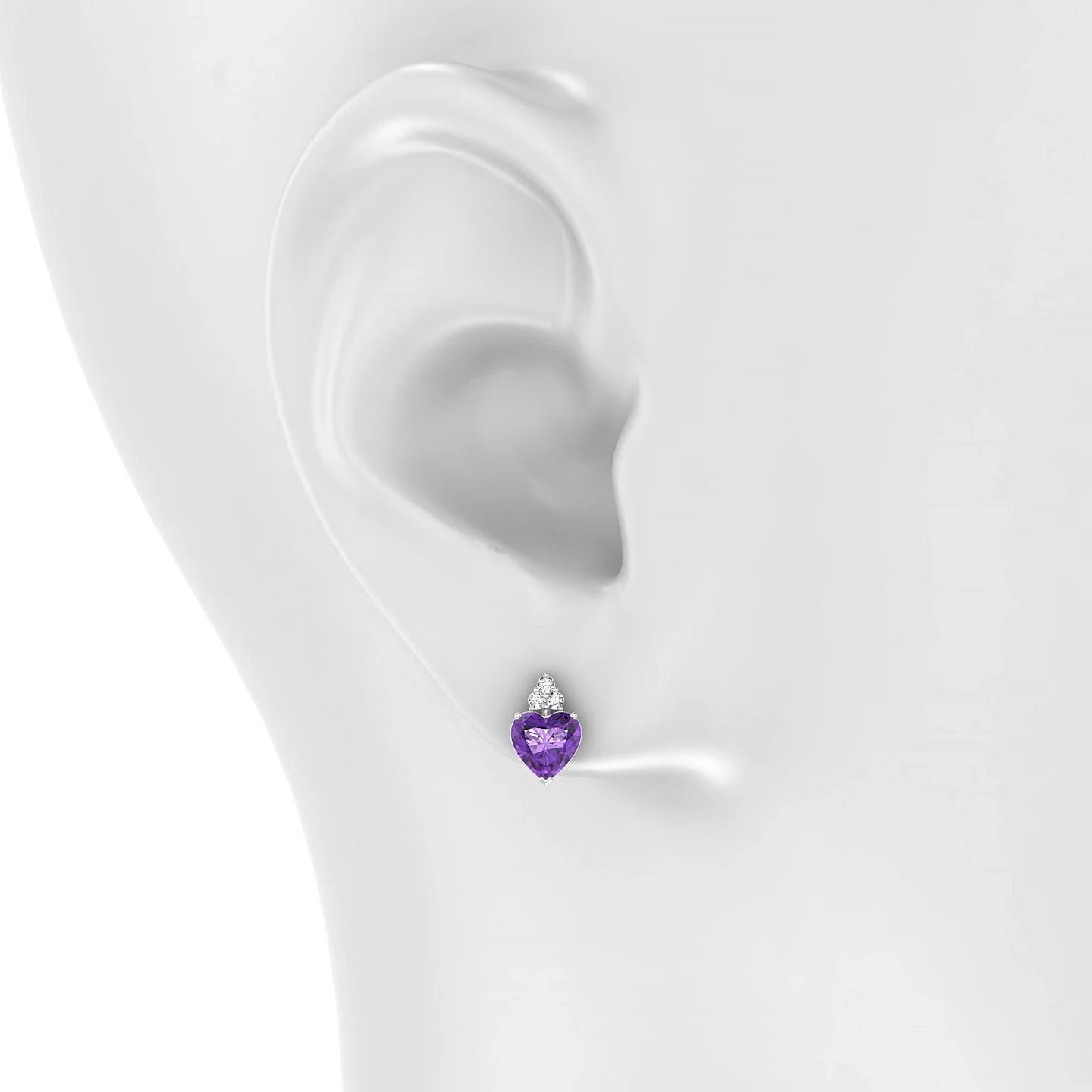 Mirage | 18k White Gold 6 mm Heart Amethyst Earrings