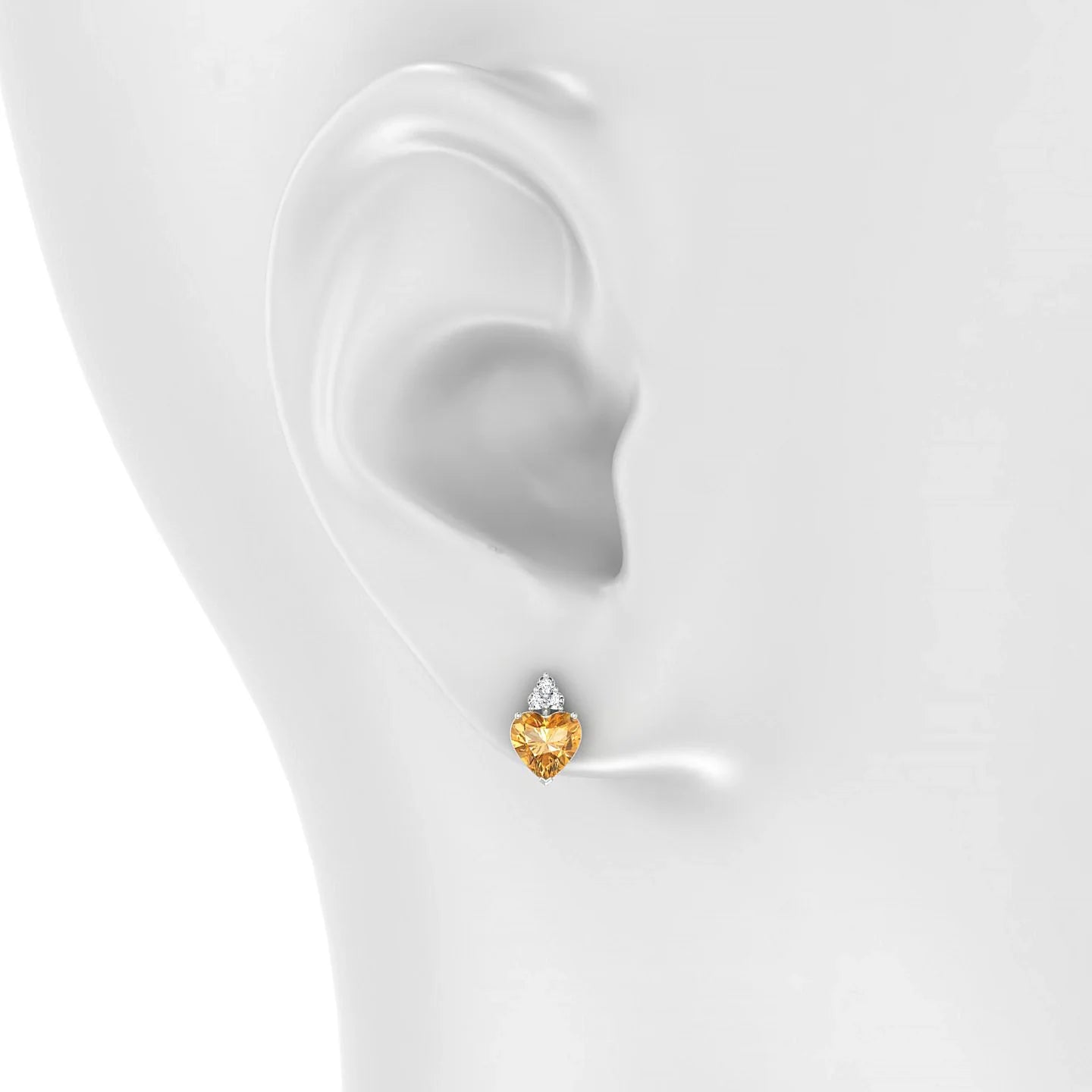 Mirage | 18k White Gold 6 mm Heart Citrine Earrings
