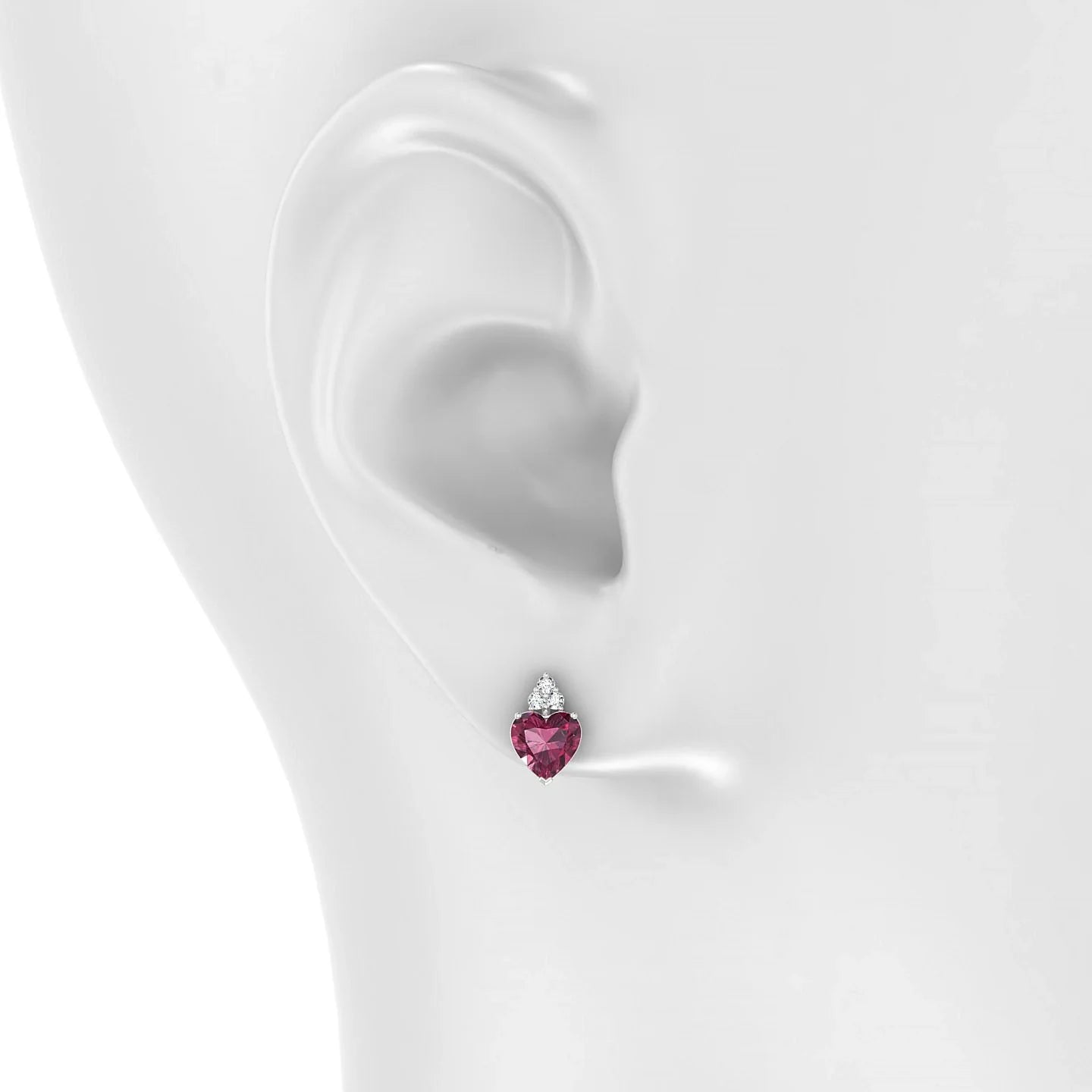 Mirage | 18k White Gold 6 mm Heart Rhodolite Earrings