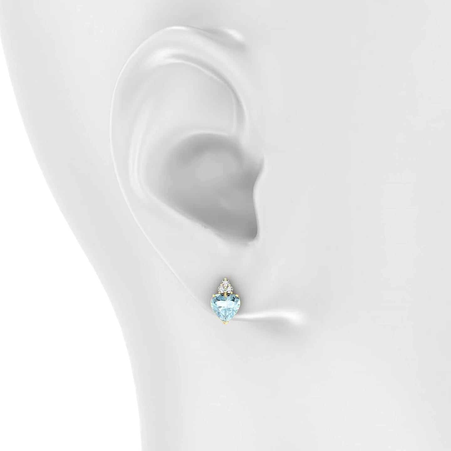 Mirage | 18k Yellow Gold 6 mm Heart Aquamarine Earrings