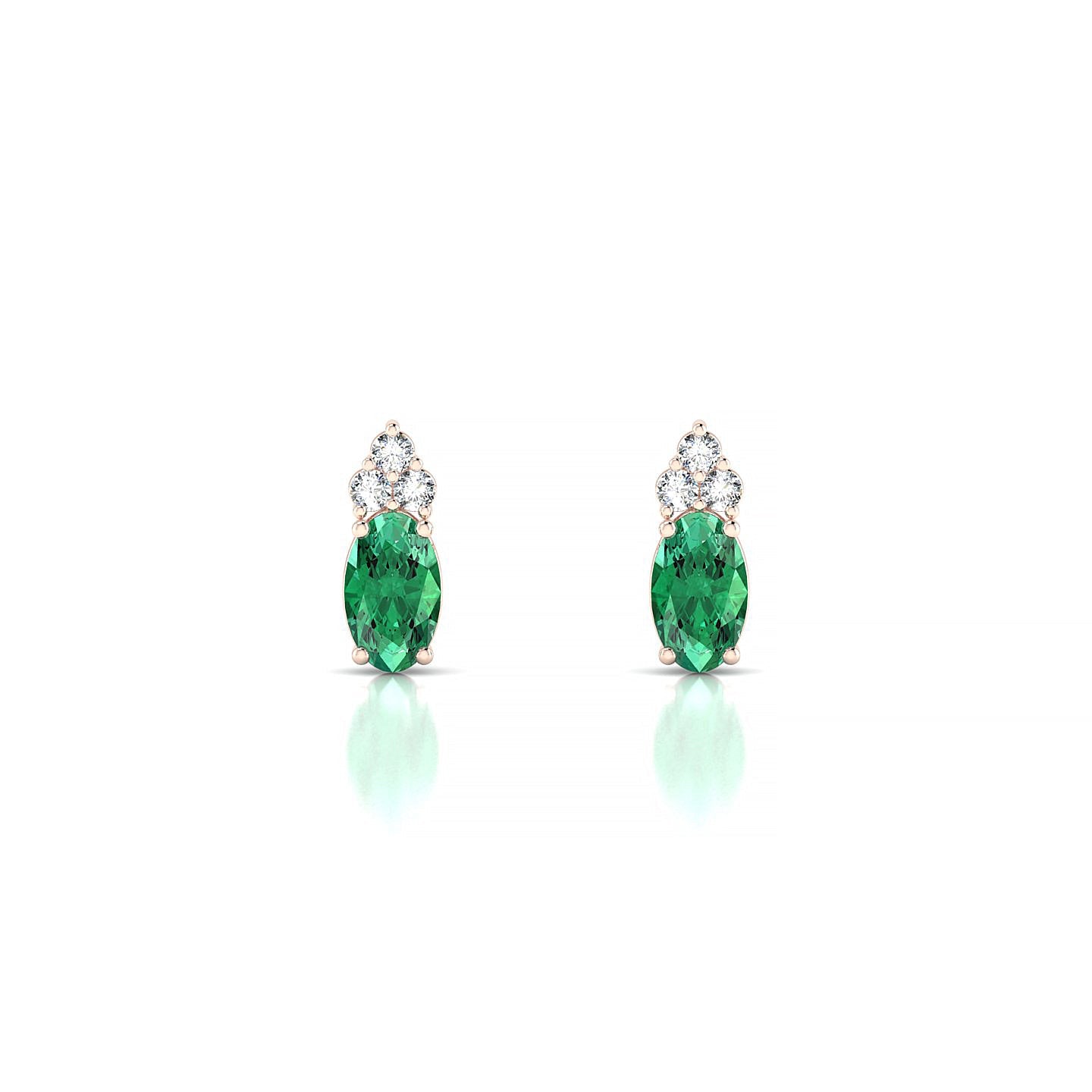 Mirage | 18k Rose Gold 5 x 3 mm Oval Emerald Earrings