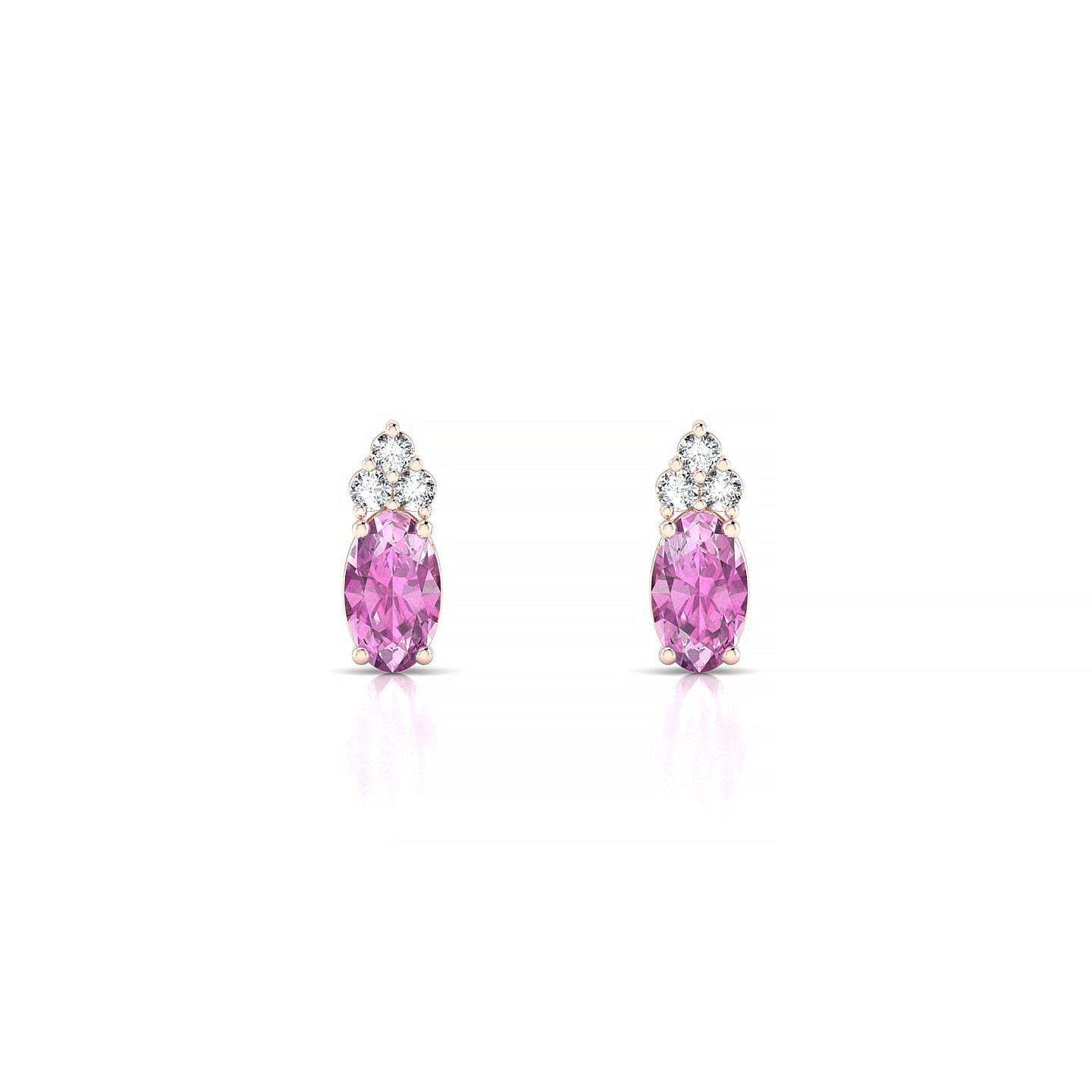Mirage | 18k Rose Gold 5 x 3 mm Oval Pink Sapphire Earrings