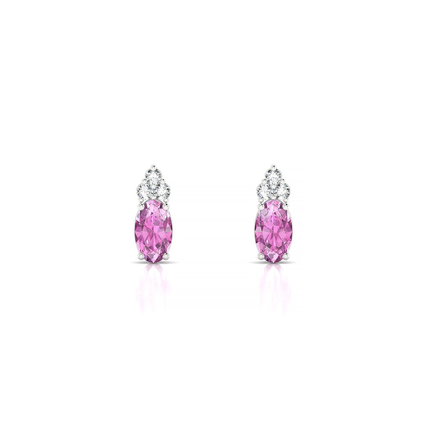 Mirage | 18k White Gold 5 x 3 mm Oval Pink Sapphire Earrings
