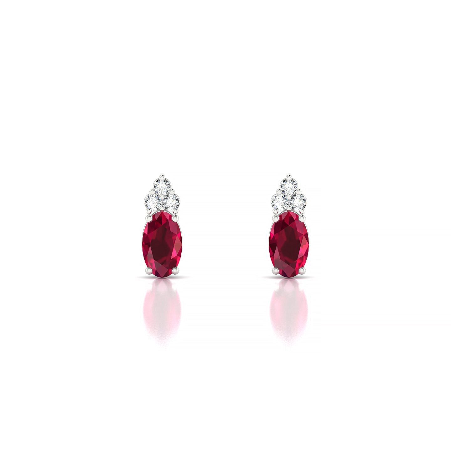 Mirage | 18k White Gold 5 x 3 mm Oval Ruby Earrings