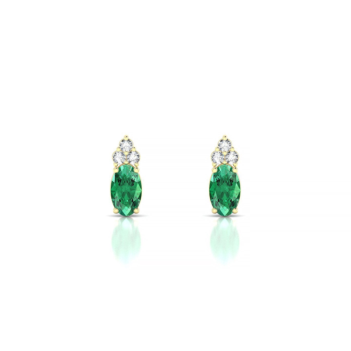 Mirage | 18k Yellow Gold 5 x 3 mm Oval Emerald Earrings