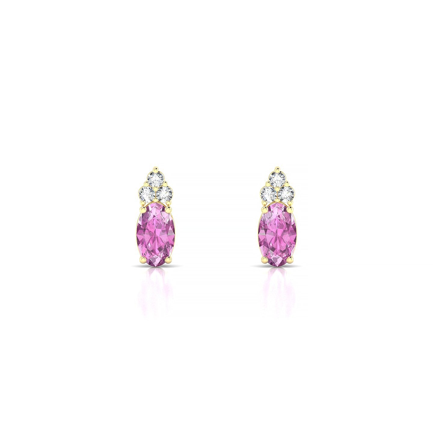 Mirage | 18k Yellow Gold 5 x 3 mm Oval Pink Sapphire Earrings