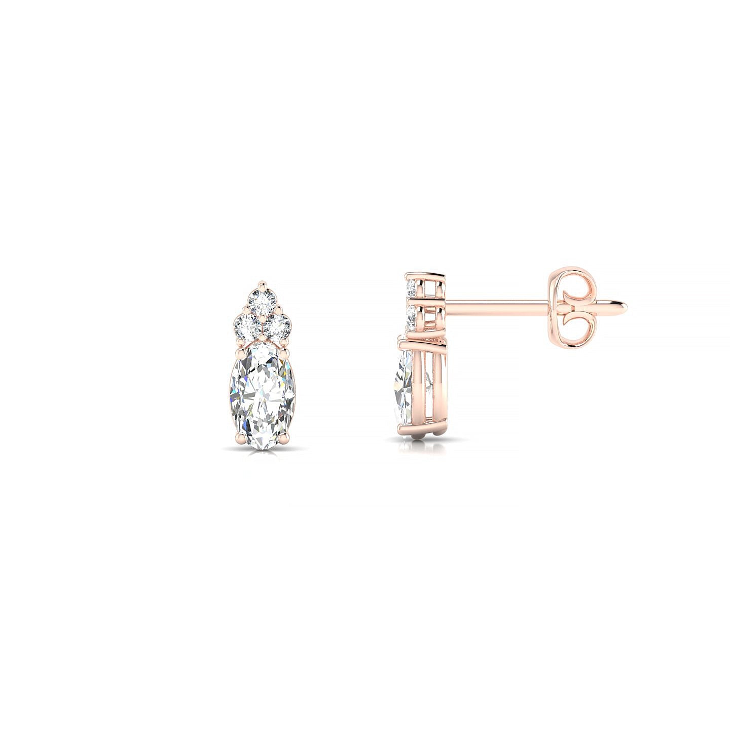 Mirage | 18k Rose Gold 5 x 3 mm Oval Diamond Earrings