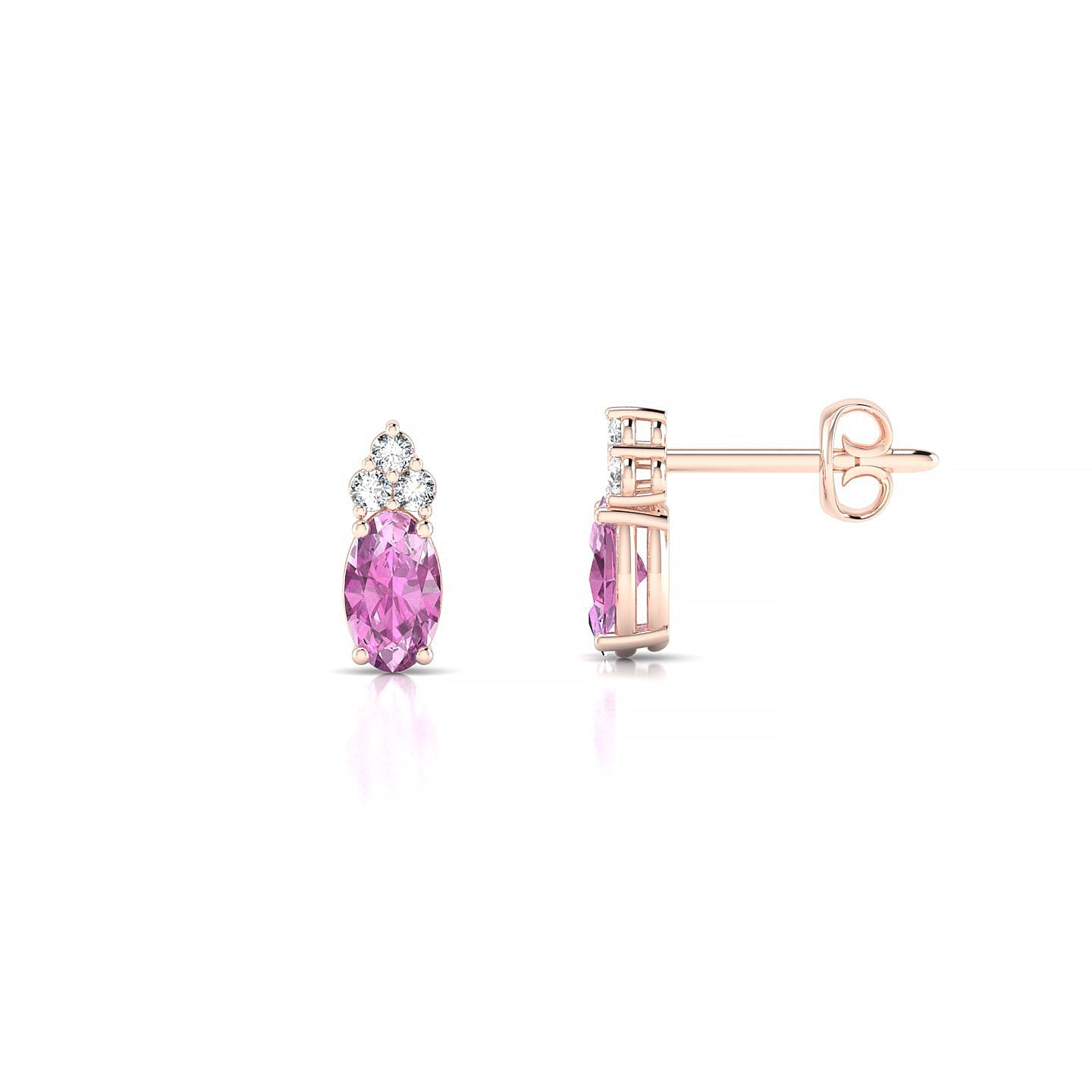 Mirage | 18k Rose Gold 5 x 3 mm Oval Pink Sapphire Earrings