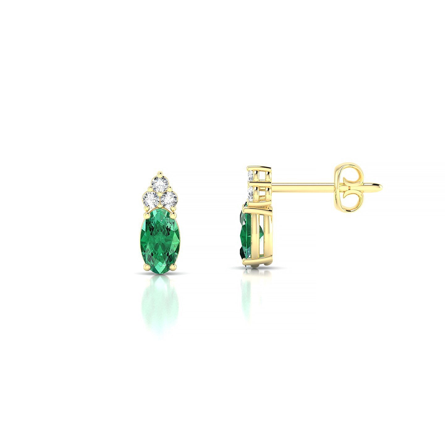 Mirage | 18k Yellow Gold 5 x 3 mm Oval Emerald Earrings