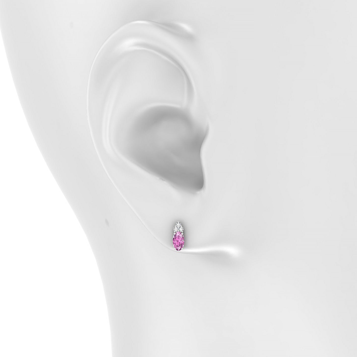 Mirage | 18k White Gold 5 x 3 mm Oval Pink Sapphire Earrings
