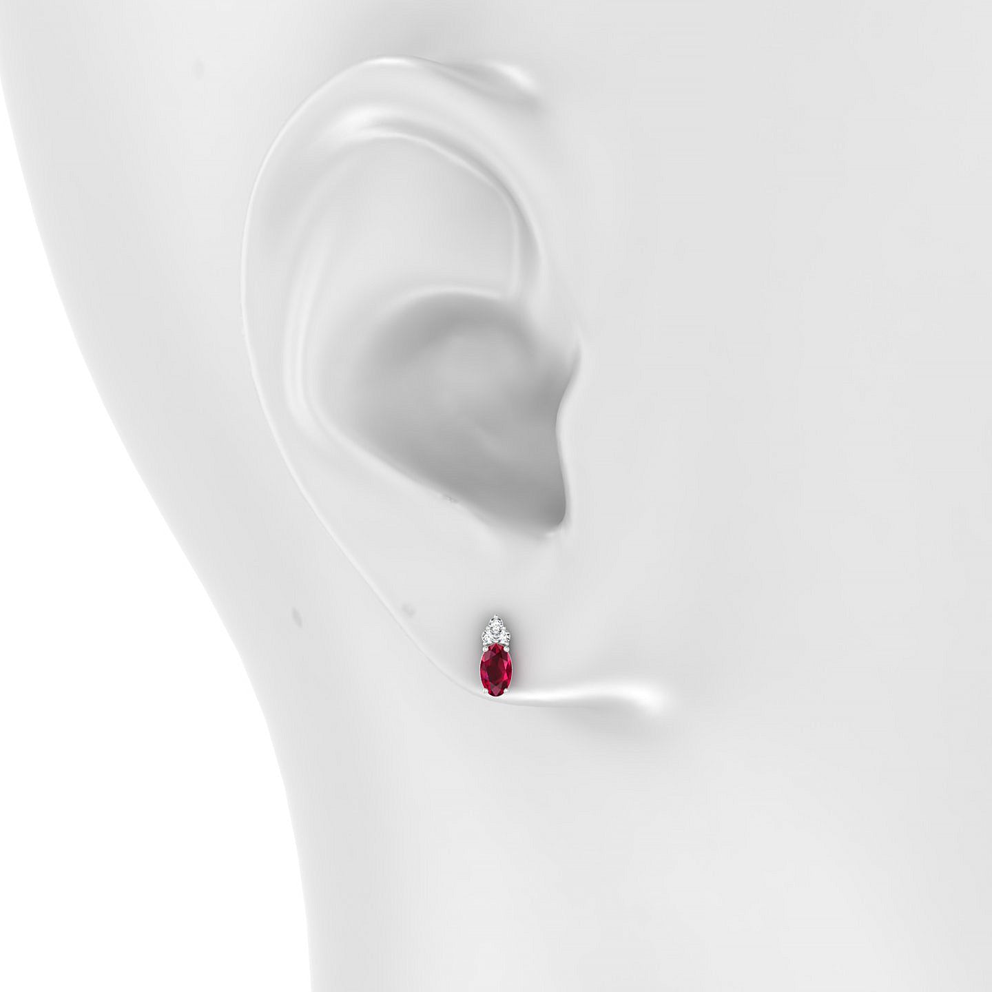 Mirage | 18k White Gold 5 x 3 mm Oval Ruby Earrings