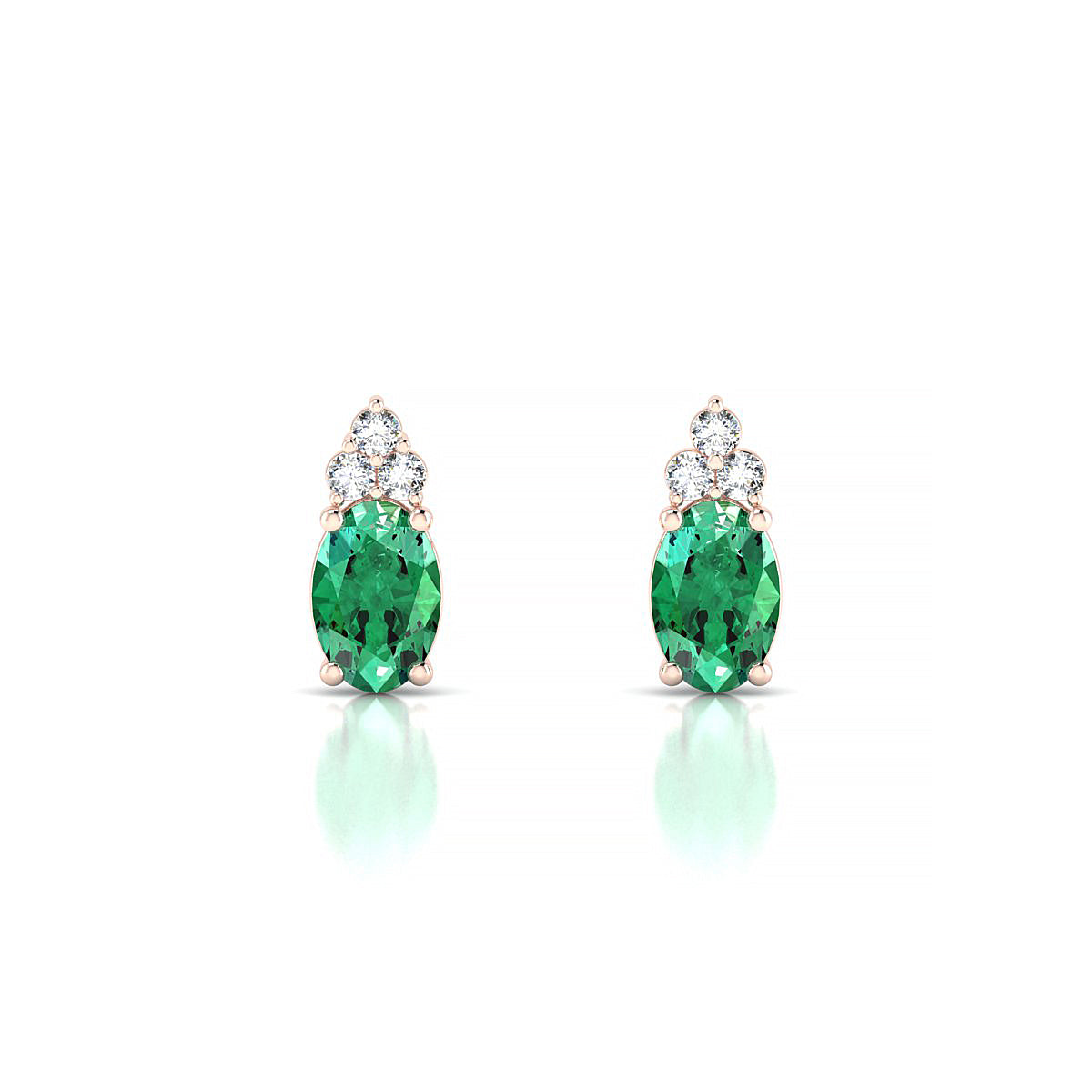 Mirage | 18k Rose Gold 6 x 4 mm Oval Emerald Earrings