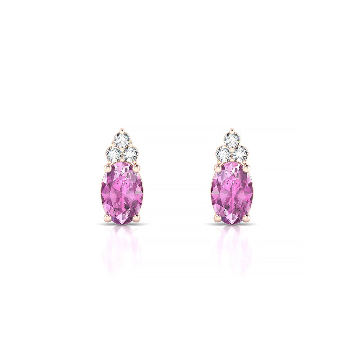 Mirage | 18k Rose Gold 6 x 4 mm Oval Pink Sapphire Earrings