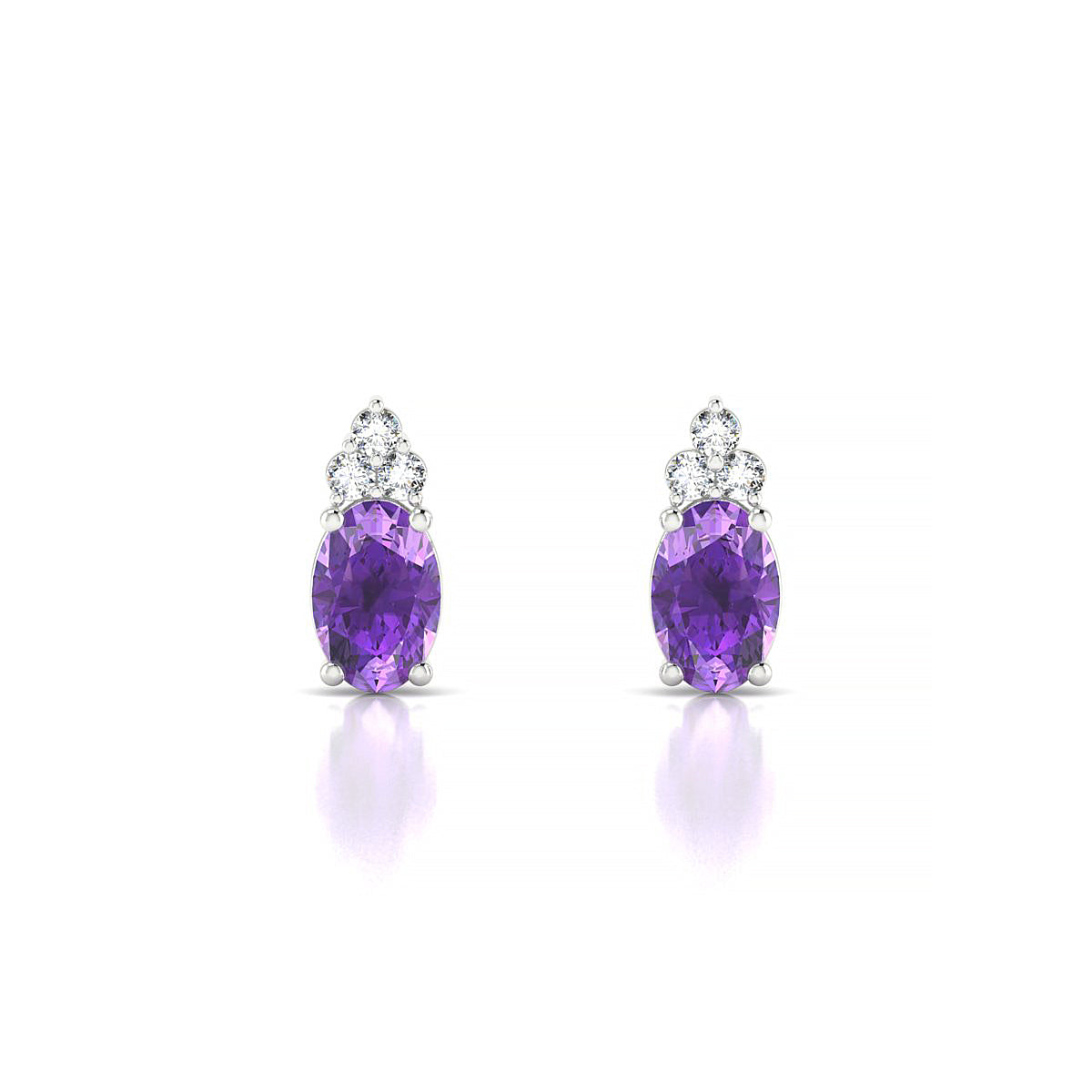 Mirage | 18k White Gold 6 x 4 mm Oval Amethyst Earrings