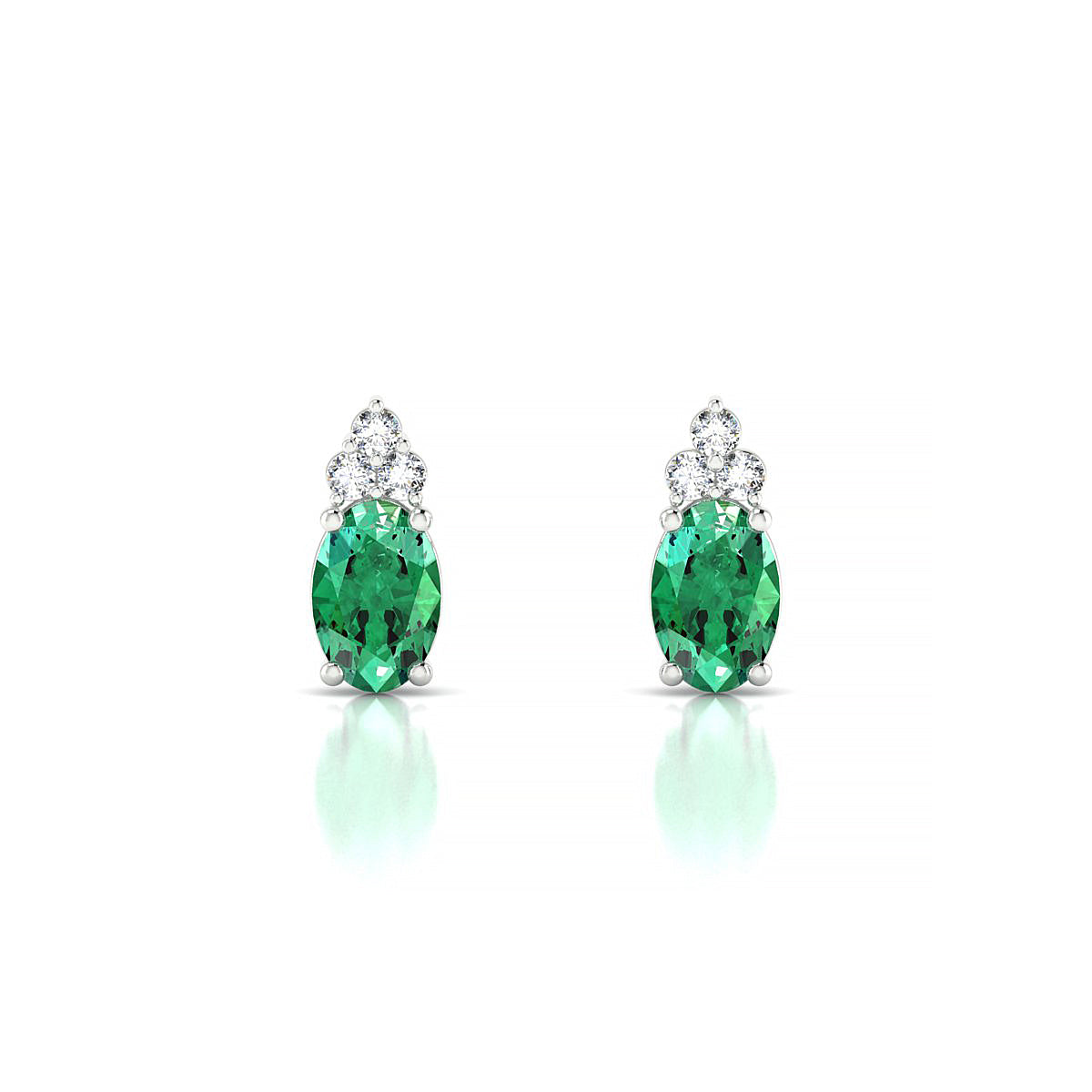 Mirage | 18k White Gold 6 x 4 mm Oval Emerald Earrings