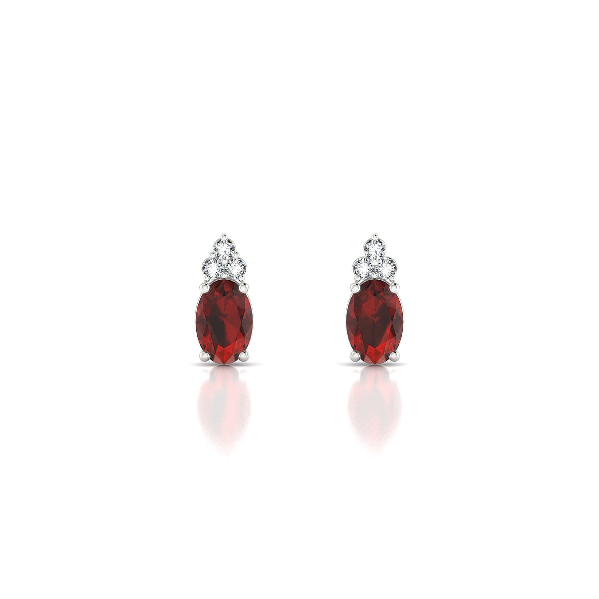 Mirage | 18k White Gold 6 x 4 mm Oval Garnet Earrings