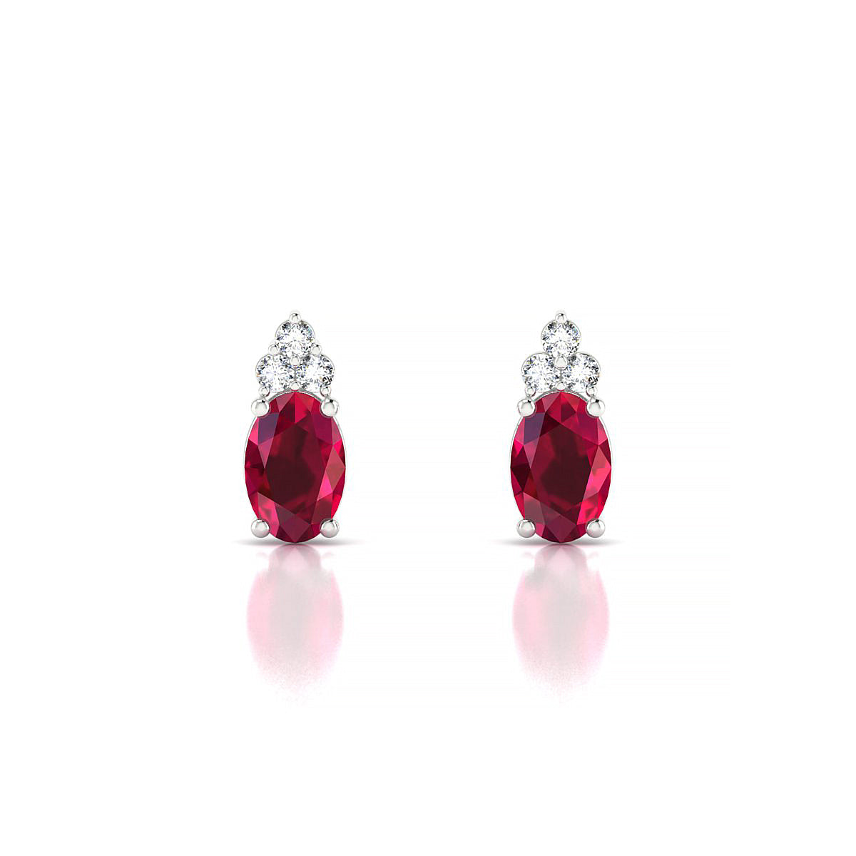 Mirage | 18k White Gold 6 x 4 mm Oval Ruby Earrings