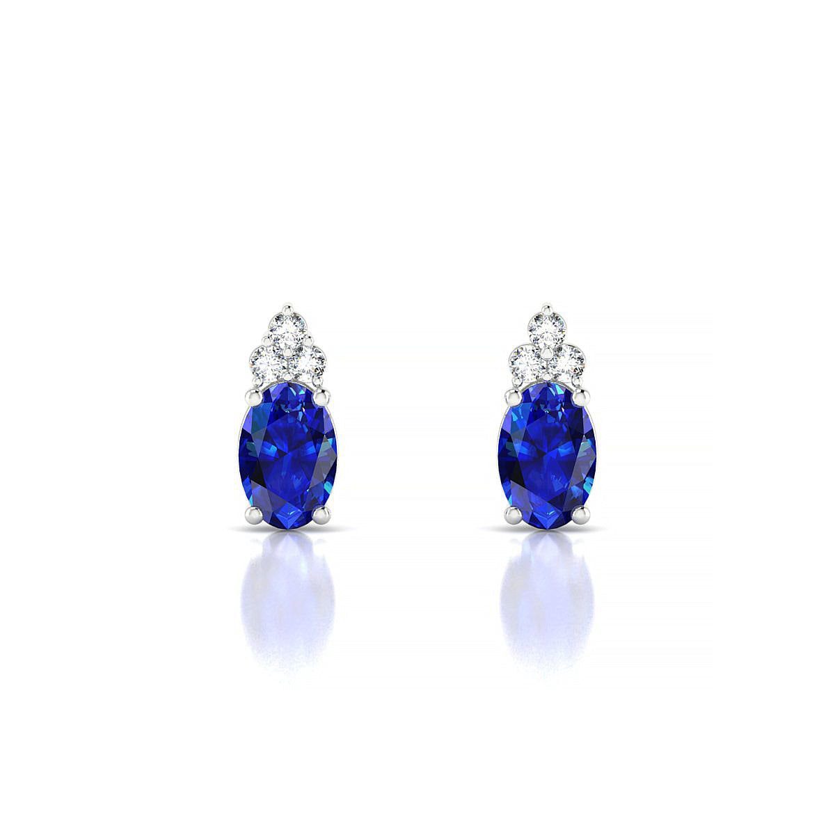 Mirage | 18k White Gold 6 x 4 mm Oval Sapphire Earrings