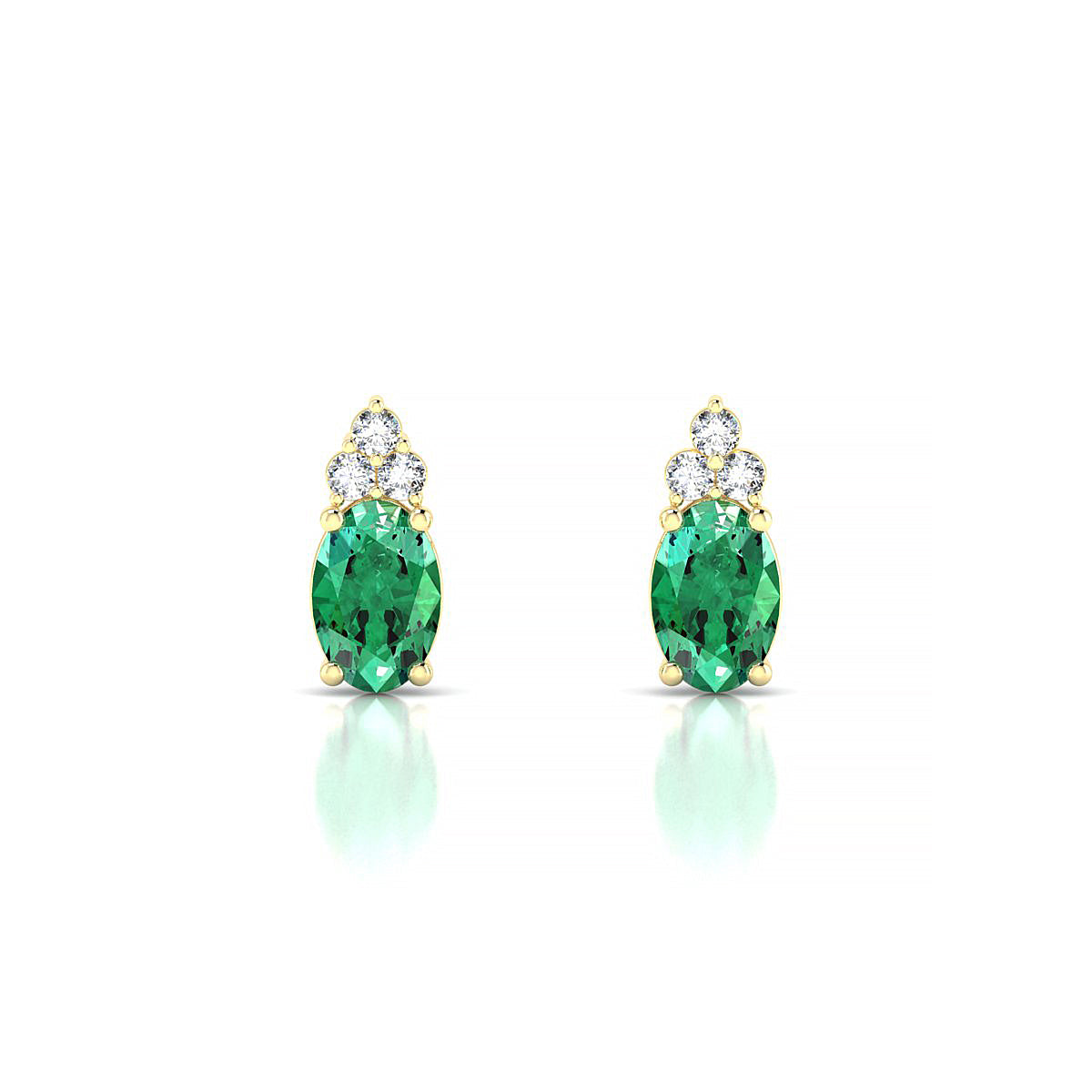 Mirage | 18k Yellow Gold 6 x 4 mm Oval Emerald Earrings