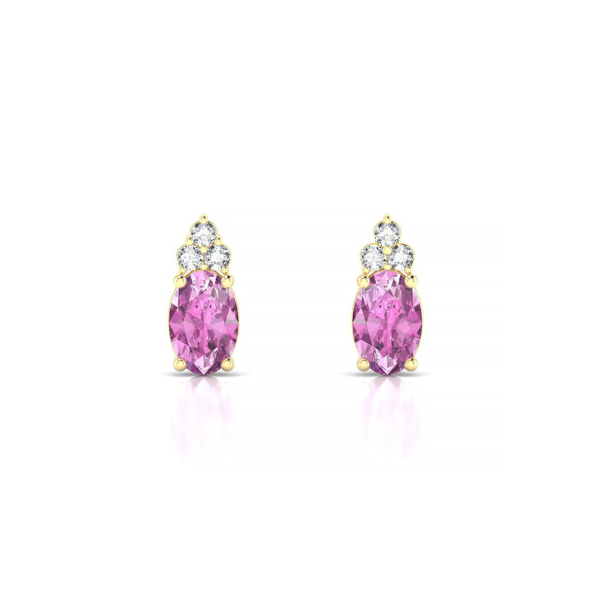 Mirage | 18k Yellow Gold 6 x 4 mm Oval Pink Sapphire Earrings