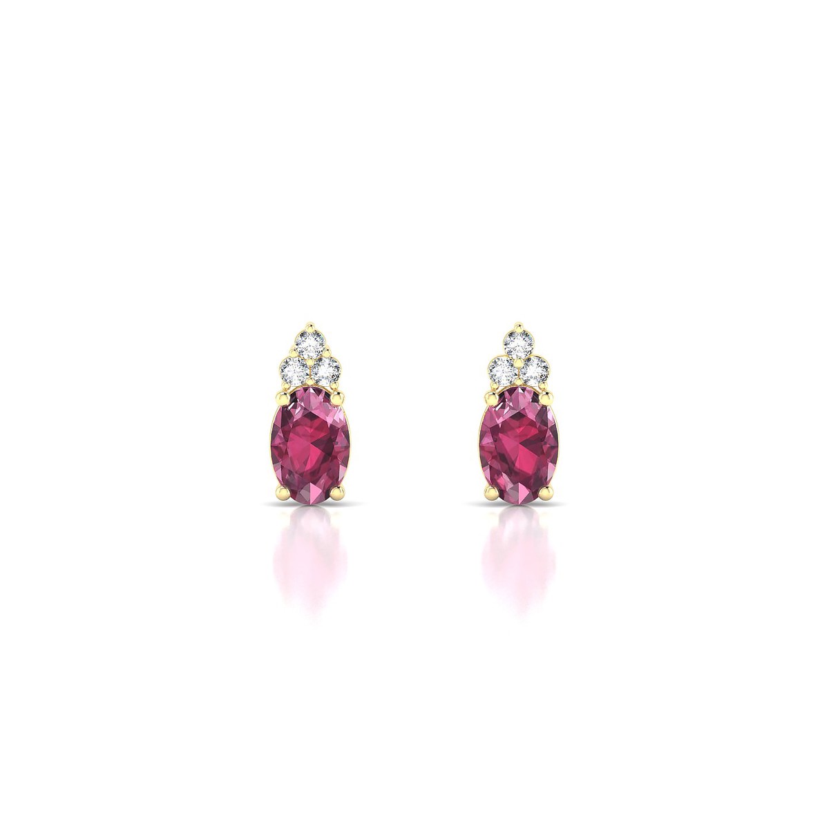 Mirage | 18k Yellow Gold 6 x 4 mm Oval Rhodolite Earrings
