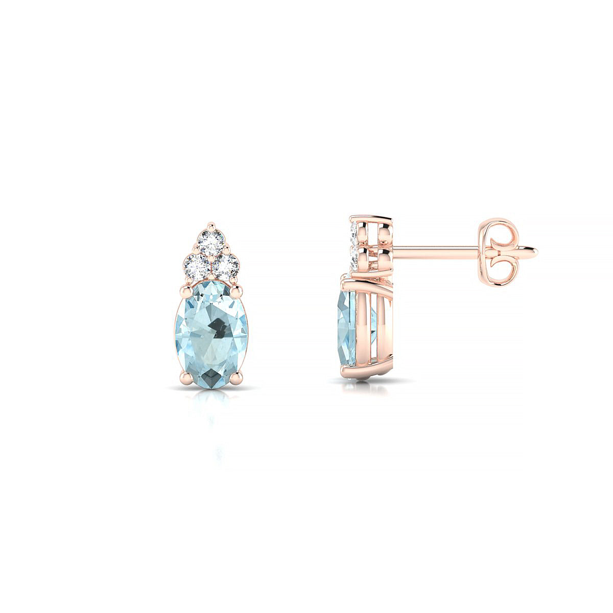Mirage | 18k Rose Gold 6 x 4 mm Oval Aquamarine Earrings