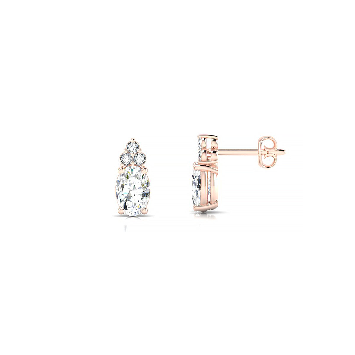 Mirage | 18k Rose Gold 6 x 4 mm Oval Diamond Earrings