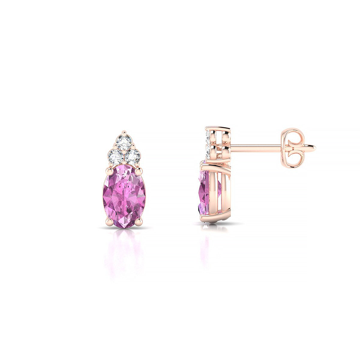 Mirage | 18k Rose Gold 6 x 4 mm Oval Pink Sapphire Earrings
