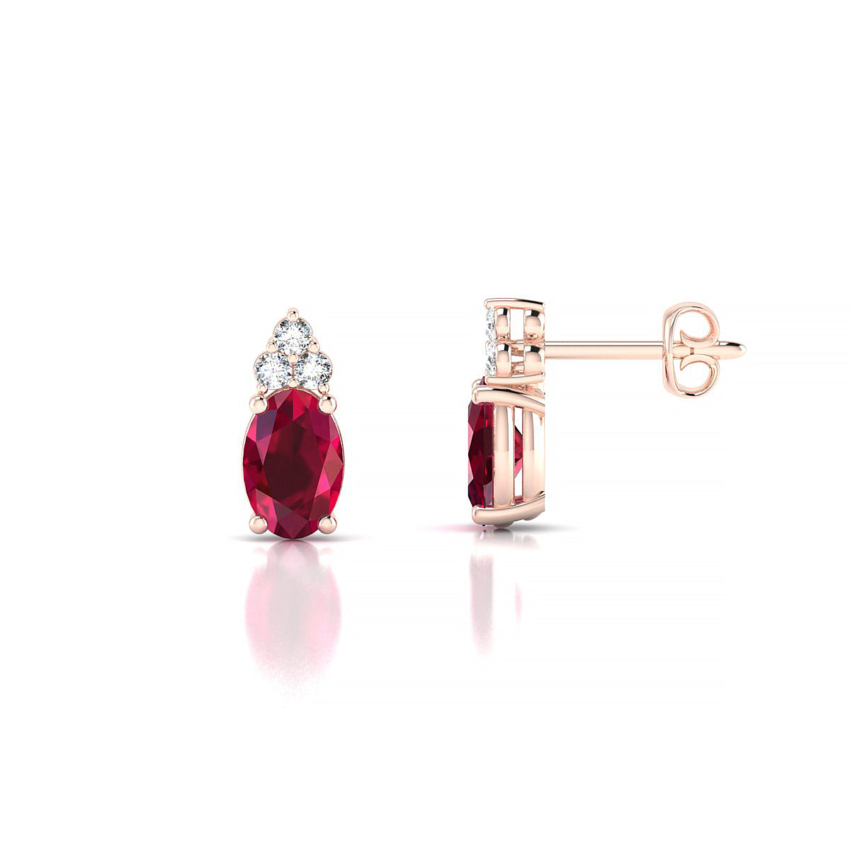 Mirage | 18k Rose Gold 6 x 4 mm Oval Ruby Earrings