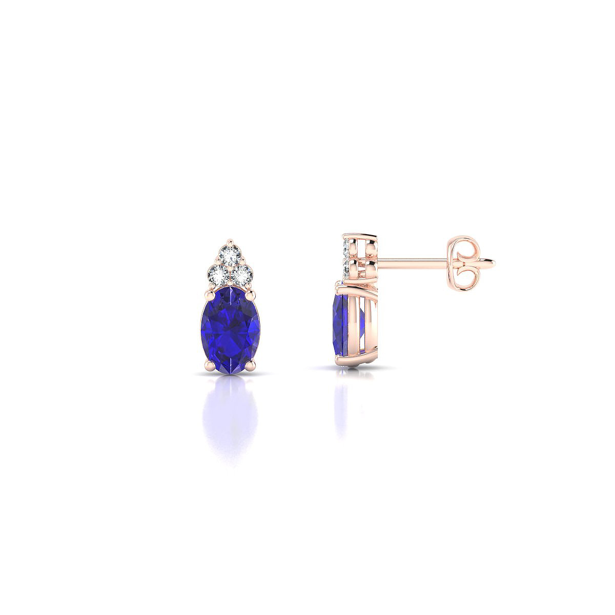 Mirage | 18k Rose Gold 6 x 4 mm Oval Tanzanite Earrings