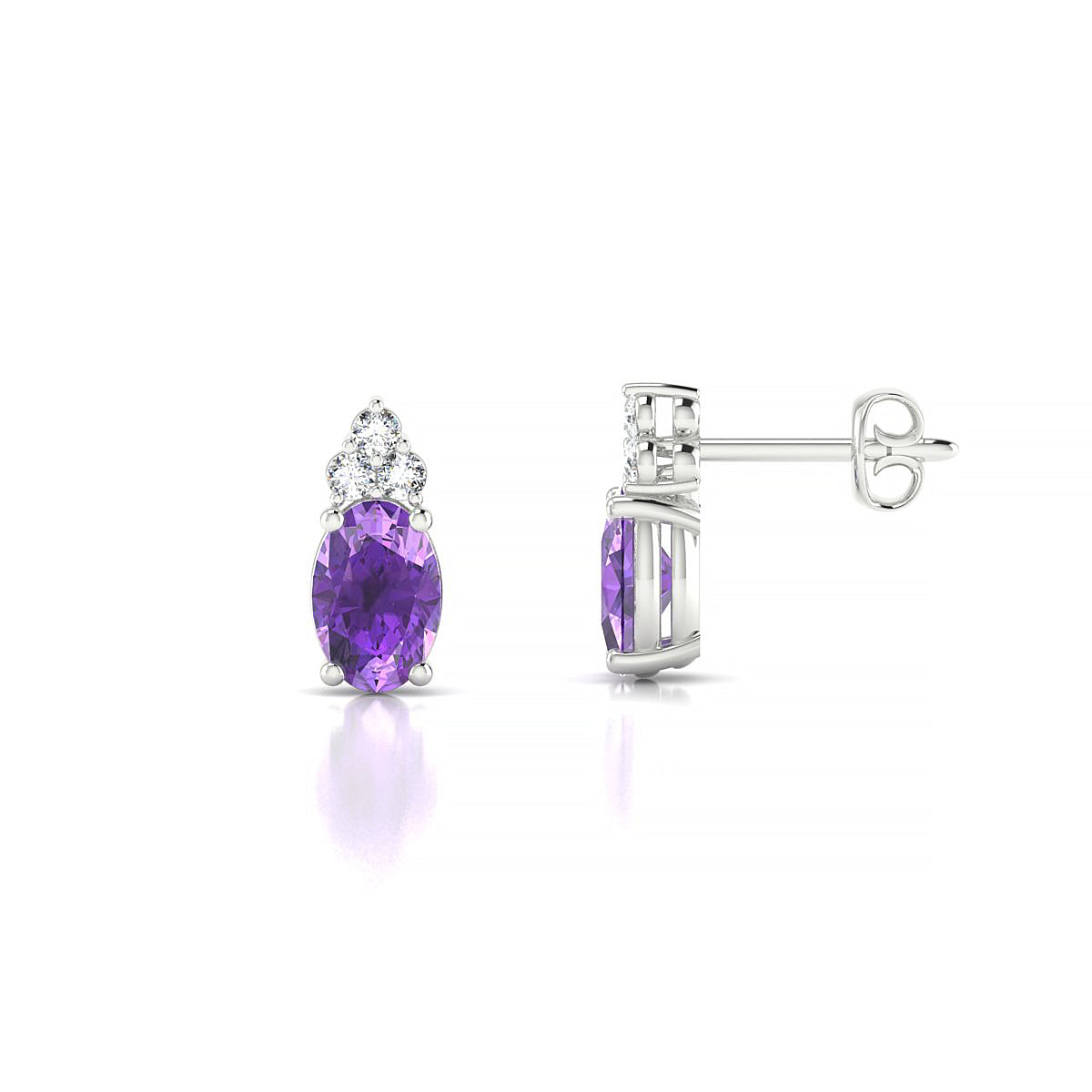 Mirage | 18k White Gold 6 x 4 mm Oval Amethyst Earrings